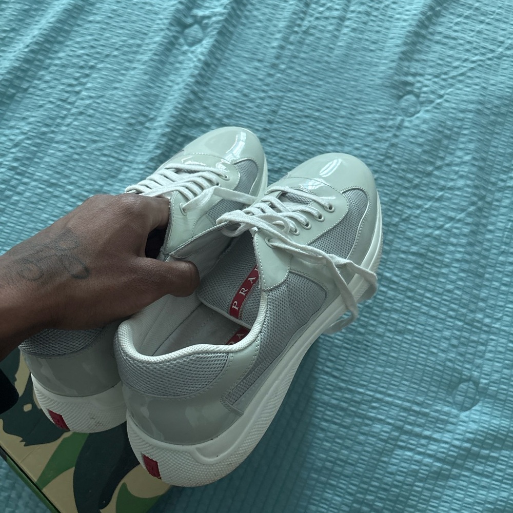 Patent leather and technical fabric Prada America's Cup sneakers